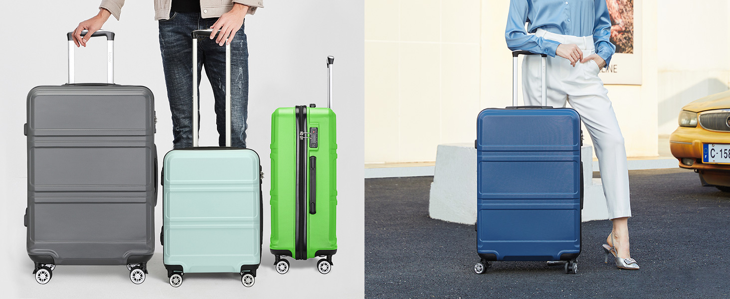 Чемодан-валіза KONO з ABS+PC: міцний, з TSA-замком та 4 колесами (52 см, чорний)