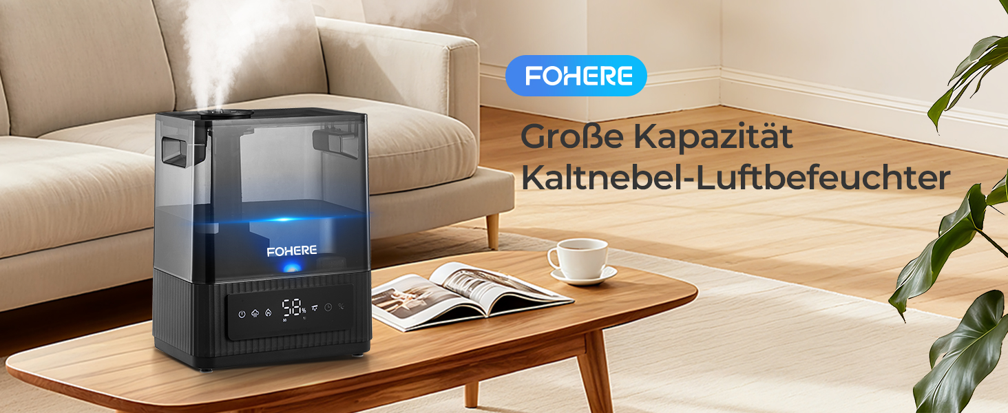 Зволожувач повітря 6L для великих приміщень, холодний туман, тихий, з аромадифузором, для дитячої кімнати, спальні, рослин, 60 год роботи, точний датчик вологості, верхнє заповнення