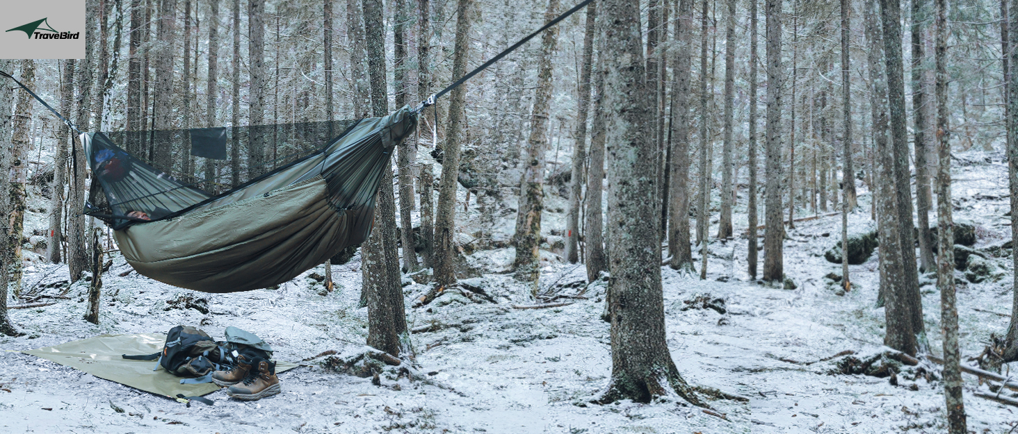 Гаммак для кемпінгу з москітною сіткою та стропом, великий на 2 особи, 290 x 140 см, легкий, для відпочинку на природі, походів, подорожей та рюкзаків, колір: оливковий