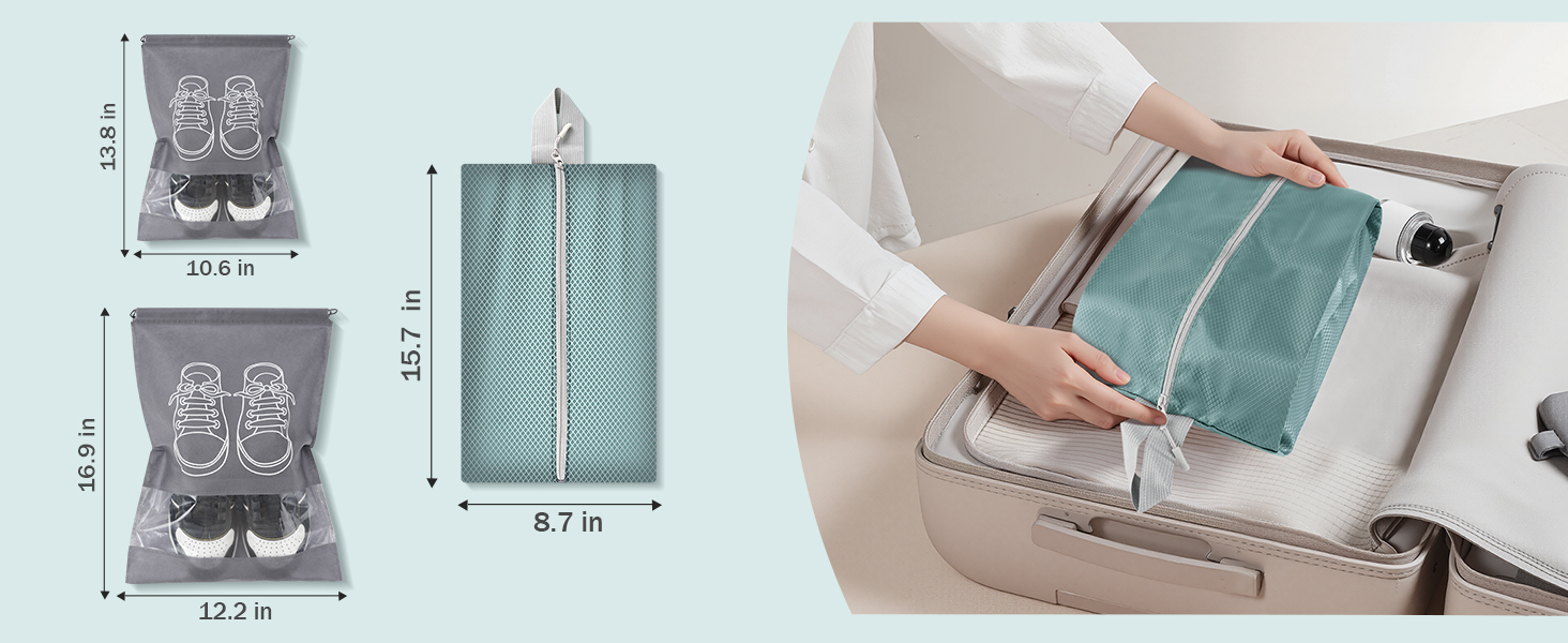 Органайзер для валізи, 9 шт. Комплект компресійних пакувальних кубів з чохлом для взуття, водонепроникні та дихаючі, сірі