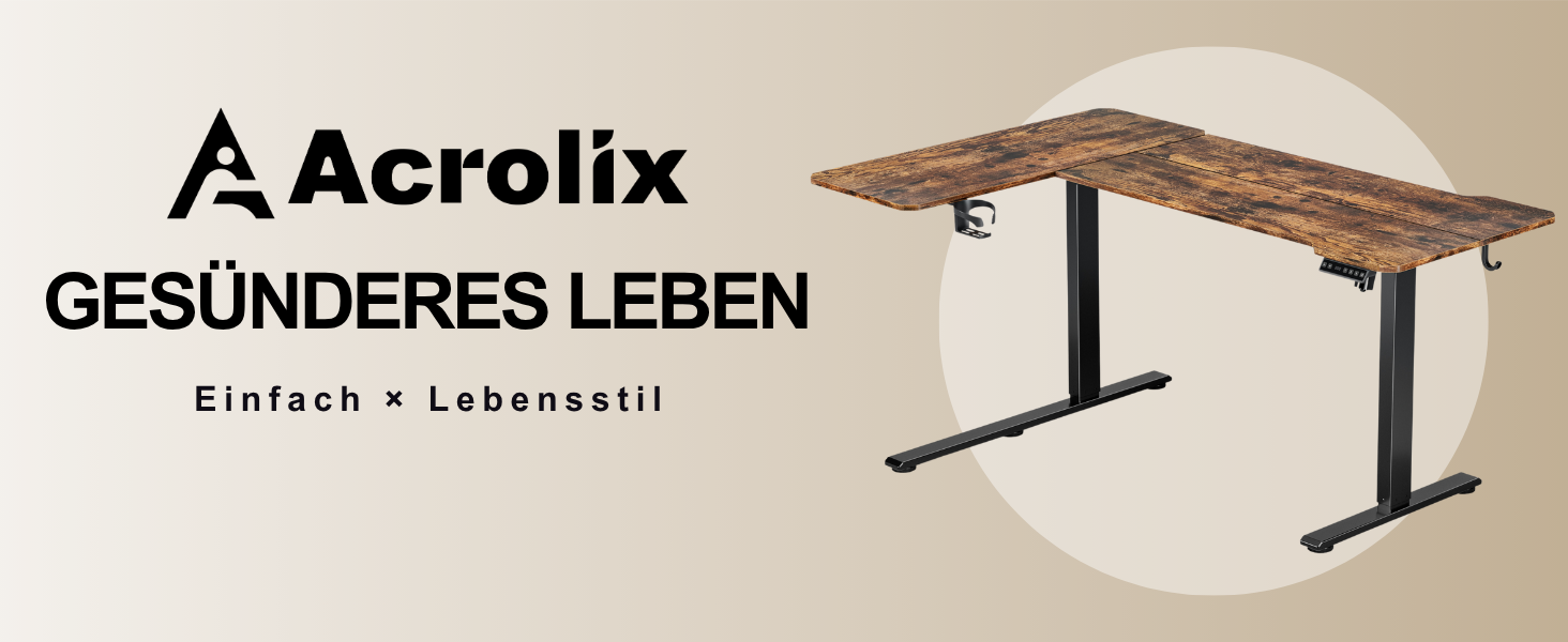 Регульований кутовий стіл Acrolix 150x100 см: електричний, для дому та офісу, геймінговий, з подвійними опорами