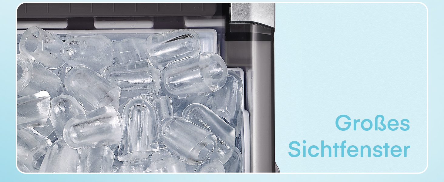 Машина для приготування льоду Eiswürfelmaschine - Тест-переможець 2024, 14 кг/24 год, 9 кубиків за 6-8 хв, тиха робота, 120W з лопаткою та кошиком, компактна для дому/офісу, срібна