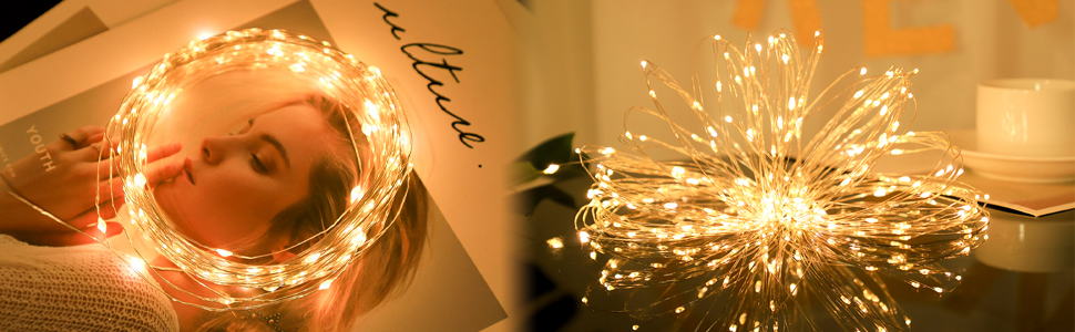 LED гірлянда SALCAR, 1000 світлодіодів, 20 м, мідний дріт, 8 режимів, вологостійка, тепле світло, для декору кімнати, дерева, саду, вечірки, весілля