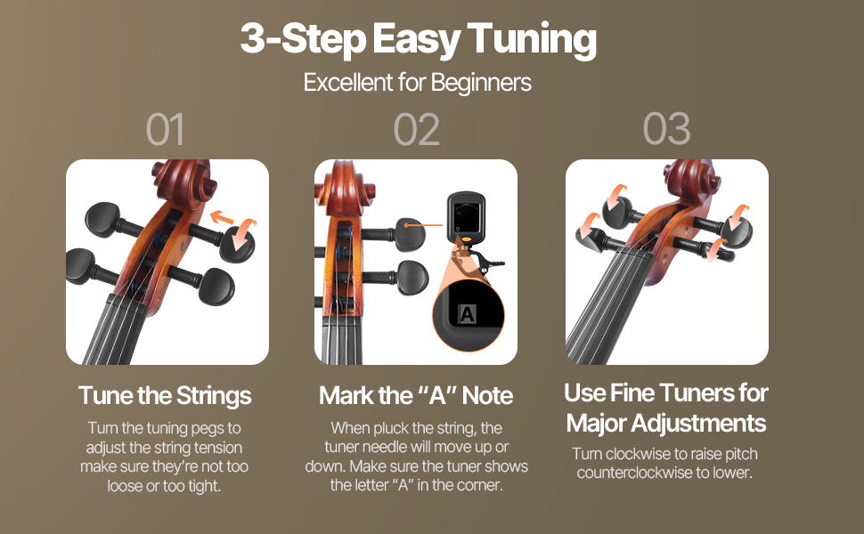 Скрипка VEVOR 4/4 з аксесуарами: футляр, колінь, стійка, струни, тюнер, дерев'яний корпус (матова коричнева)