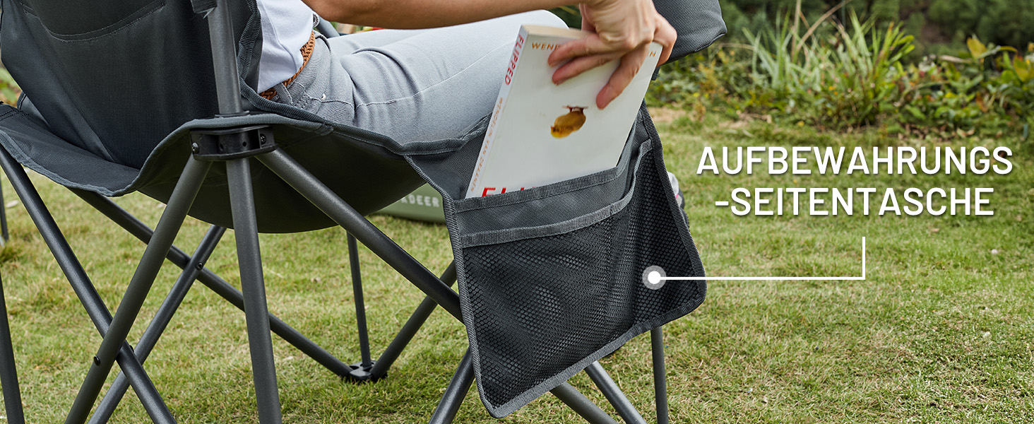 Кампінговий стілець розкладний Timber Ridge 2 шт, 200 кг, сірий, з ізольованою сумкою-холодильником, 63 см ширина сидіння - зручний для кемпінгу, риболовлі, саду