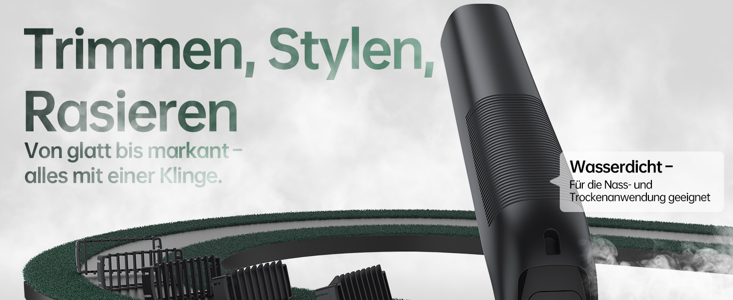 Електричний чоловічий триммер для бороди та тіла з 4 насадками, USB, вологостійкий, чорний