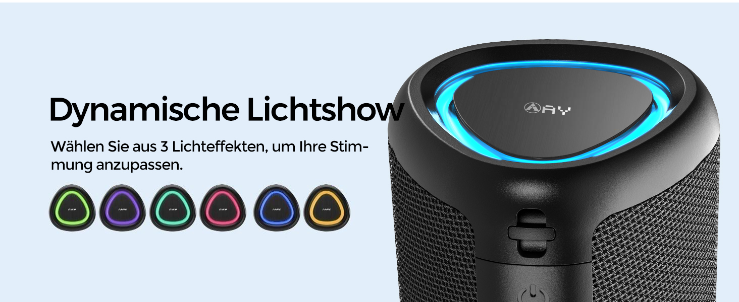 Портативна Bluetooth колонка AY з підсвічуванням, потужний звук, IPX5 водостійкість, AUX/TF картка, стерео-паринг, 24 години роботи від акумулятора, ідеально для дому та відпочинку на природі, світло-зелений (чорно-синій, великий)