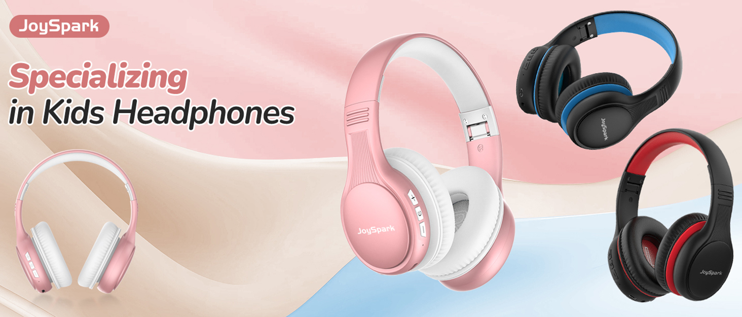 Дитячі Bluetooth навушники JoySpark з мікрофоном, рожеве золото, 60 годин роботи, Bluetooth 5.4, Type-C, обмеження гучності 85/94 дБ