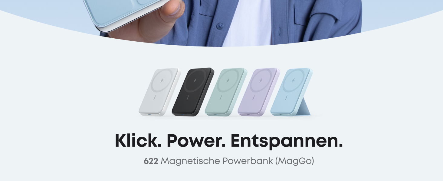 Anker MagGo Powerbank 5000mAh з магнітним з'єднанням, сірий (wolkengrau)