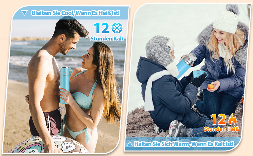 Термос IAGORYUE з нержавіючої сталі, 0,55л, ізольована пляшка з кришкою без витоку та ручкою, подвійні стінки, зберігає тепло та холод до 12 годин - для спорту, офісу, активного відпочинку (блакитний)