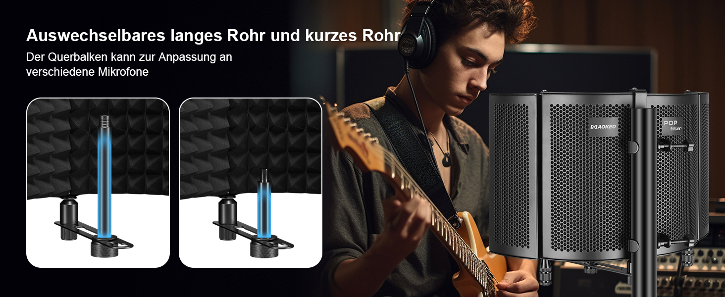 Акустичний ізоляційний екран для мікрофона AOKEO AO-504, поп-фільтр та звукопоглинаючий щит (регульований)