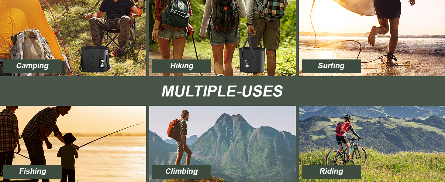 Митрікс Душ для кемпінгу портативний, 8000mAh з індикатором температури, 19 л, складаний відро, для кемпінгу, подорожей, саду, піших прогулянок, миття авто (чорний)