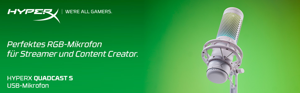 Мікрофон HyperX QuadCast S RGB USB з поп-фільтром для PC, PS4, Mac, Streaming, Gaming, Twitch, YouTube, Discord