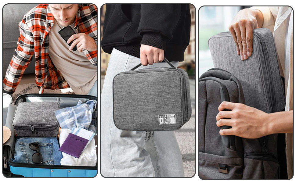 Органайзер для кабелів MOLENCO: водонепроникна сумка-органайзер для подорожей, 3 відділення, сірий колір