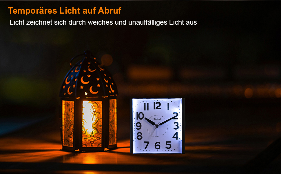 Analog Senior Alarm Clock with Night Light, 4.7-inch Dial, Table Clock with Snooze Function, Loud, 3-Stage Increasing Bell Sound, Battery Powered