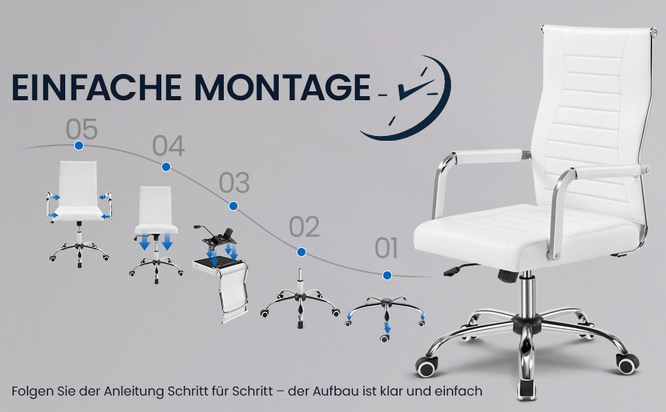 Офісне крісло Yaheetech з підлокітниками, офісний комп'ютерний крісло для начальника, стілець для роботи з високою спинкою, білий, до 136 кг