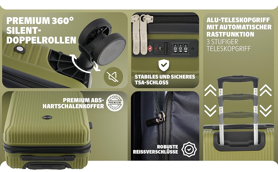 Чемодан ручної об'єм 55x40x20 см з телескопічною ручкою, ABS, з TSA-замком, чорний