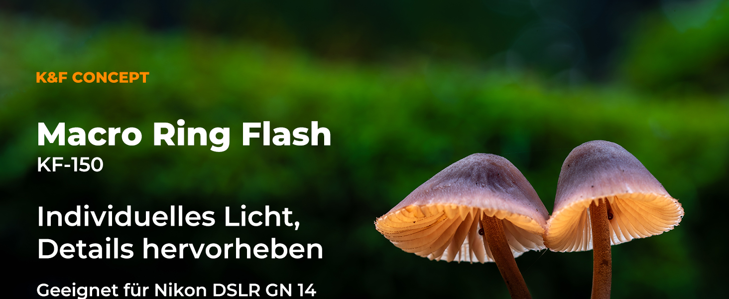 Кольцевий світловий прилад K&F Concept TTL для Nikon DSLR, GN 14, з AF-підсвічуванням та адаптерними кільцями