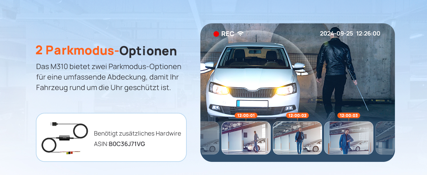 Відеореєстратор 70mai M310 2K WiFi для авто, 1296P WDR, Super Night Vision, 24h парковка, запис по колу, виявлення зіткнень, 256GB