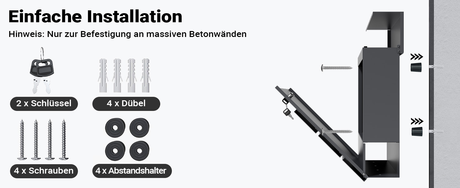 Поштова скринька настінна V63 Anthrazit з дерев'яним декором, сталь, з замком та м'якою кришкою, 410x130x370 мм