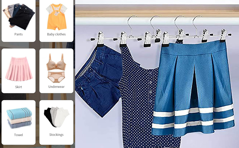 30 см металеві вішалки для штанів, 20 шт. з антиковзними затискачами для штанів, спідниць, шкарпеток, білизни