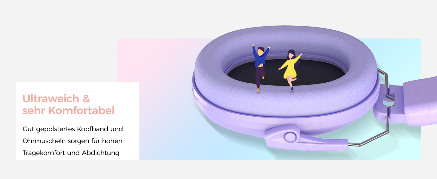 Навушники для дітей ProCase з шумозаглушенням, регульоване наголов'я, пасивні навушники, NRR 22 dB, для малюків, дітей, ліла