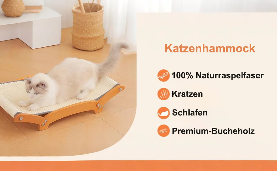 Кігтеточка-ліжко для котів з сизалю, масивне дерев'яне ліжко, кігтеточка-стілець, лежанка для котів, кігтеточка з сизалю, велика, для дому