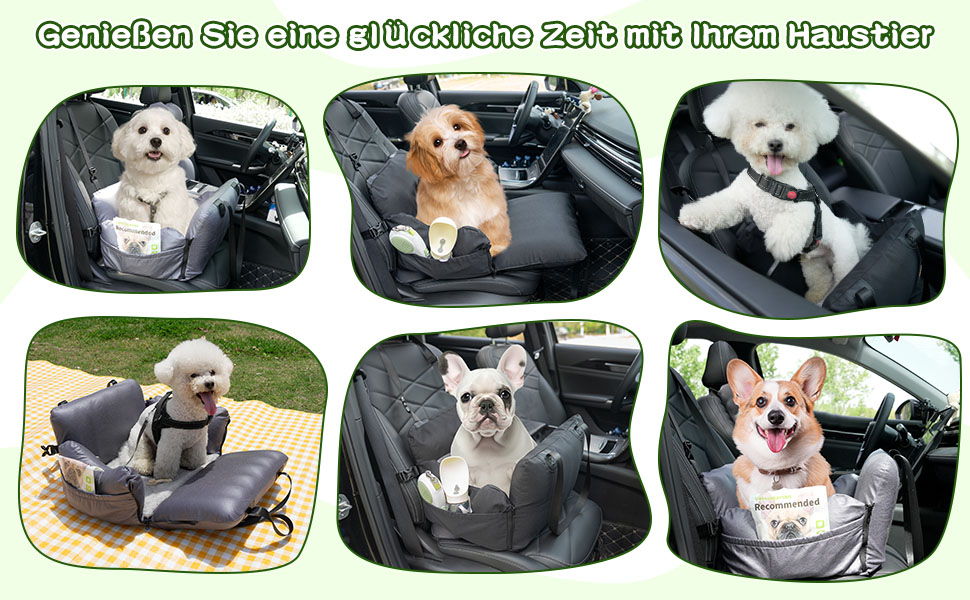 Автомобільний собачий сидіння для маленьких собак до 15 кг, чорний, знімний Airbag, знімний, миючий, Oxford тканина