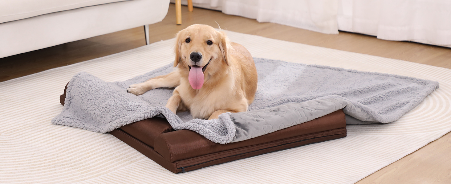Водонепроникний коврик для собак PETTOM, 145 x 127 см, фліс Sherpa, захист дивану, миється, двосторонній, сірий колір