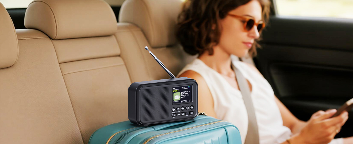 Портативне DAB/DAB+ радіо з Bluetooth 5.0, FM, акумулятором 3000mAh, дисплеєм 2.4