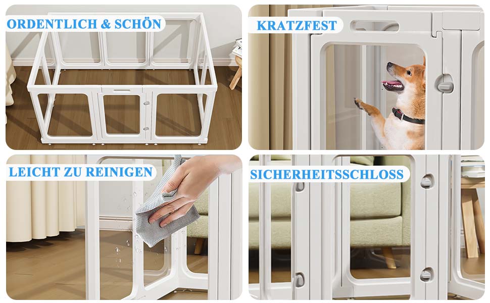 Кіяниця для цуценят SISKEYCOOC 60см з акрилового пластику, прозора, з дверцятами, для собак середніх та маленьких порід, легка у догляді, для дому (10 шт.), білий колір, 60см висота