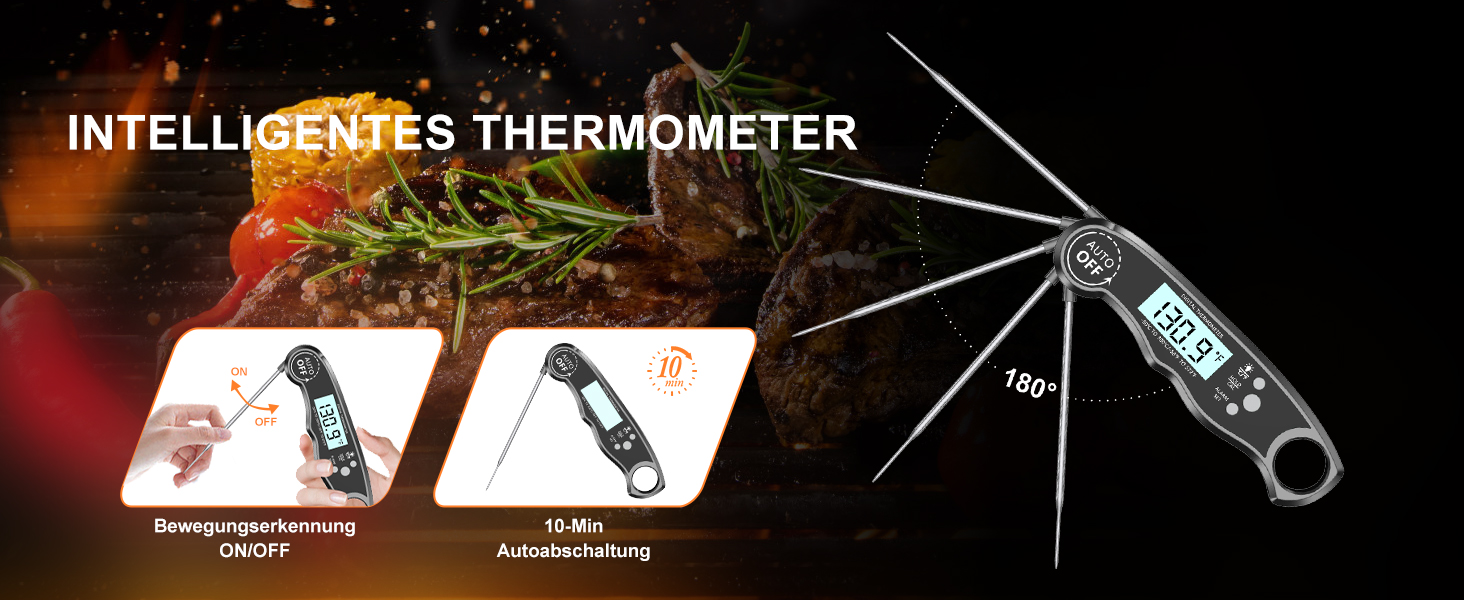 Цифровий термометр для м'яса: миттєве зчитування, для приготування на грилі та в духовці, з магнітною основою та сигналом тривоги, для кухні, барбекю та лабораторій