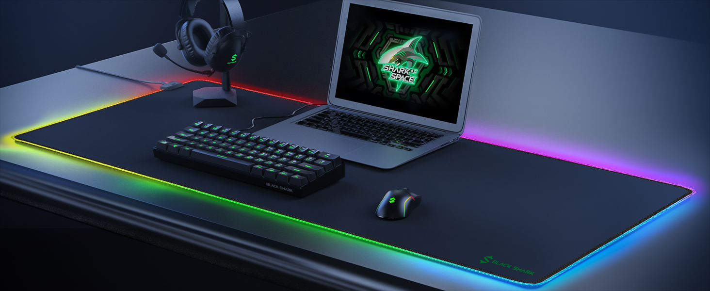 Ігрова мишка Pad Black Shark Manta P3 XL (90x40 см) - килимок для миші з RGB підсвічуванням, вологостійкий, чорний