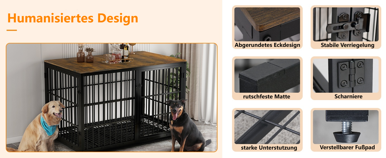 BingoPaw Клітка для собак Holz Indoor: Клітка-шафа для собак з трьома дверцятами та знімним піддоном - Будка для собак маленьких порід, цуценят, розмір M 78x56x65 см, Білий