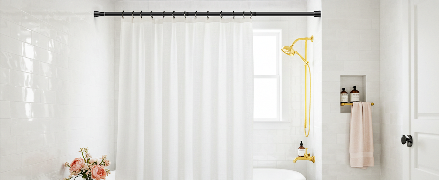 Тelescopic штанга для карнизів без свердління 120-200 см - для штор, душових перегородок, вікон, ванної кімнати (1 шт., чорний)