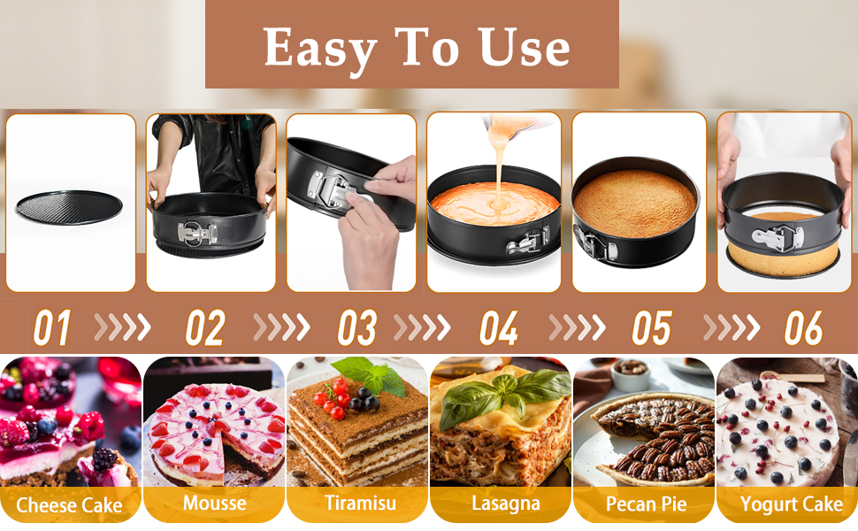 Набір форм для випічки Springform Set Eozfly, антипригарне покриття, BPA-Free, знімний дно, 20/22/24 см