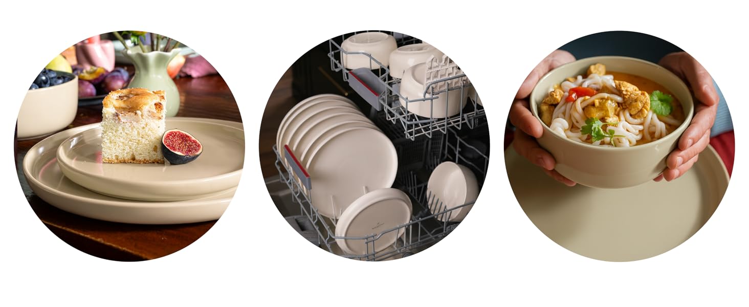 Набір посуду Feinsteinzeug на 6 осіб (18 предметів) — міцний та стійкий до подряпин, бежевий глянцевий | Тарілки, тарілки для десерту та миски | Magnetiks Soft Pebble | 18 предметів