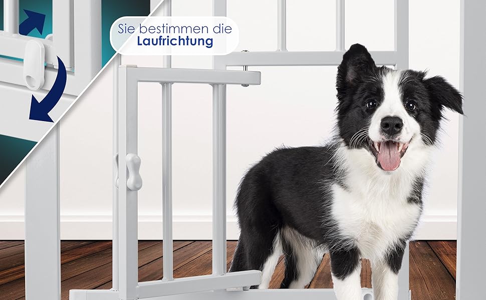 Захисне ворота KIDIZ для котів з люком, без свердління, для дітей, біле | 90° фіксація, поворотне, ширина: 88-101 см, помаранчевий