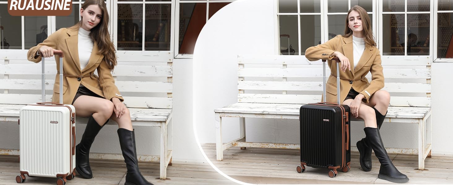 Валіза ручної поклажі з жорстким корпусом та 4 обертовими колесами, з TSA-замком (Сріблястий, 20 дюймів)