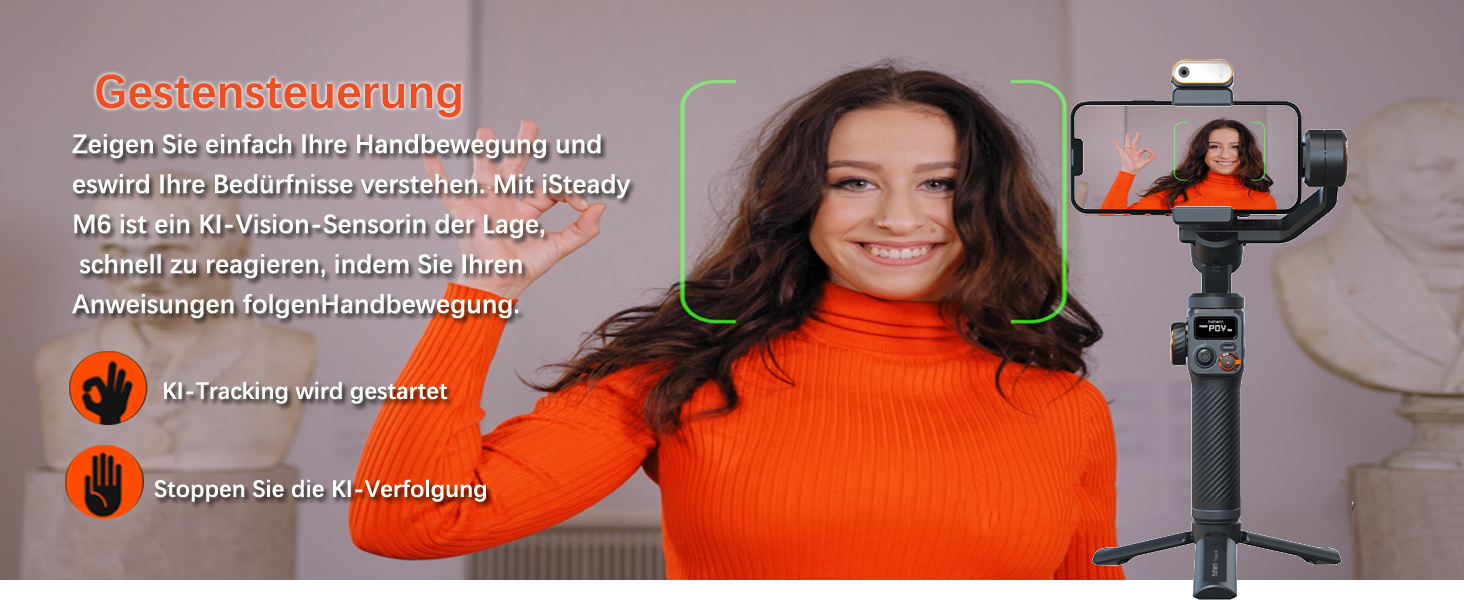 Штатив-стабілізатор Hohem iSteady M6 Kit для смартфонів з AI-трекером та світлом, 3-осьовий, OLED-дисплей, 400г