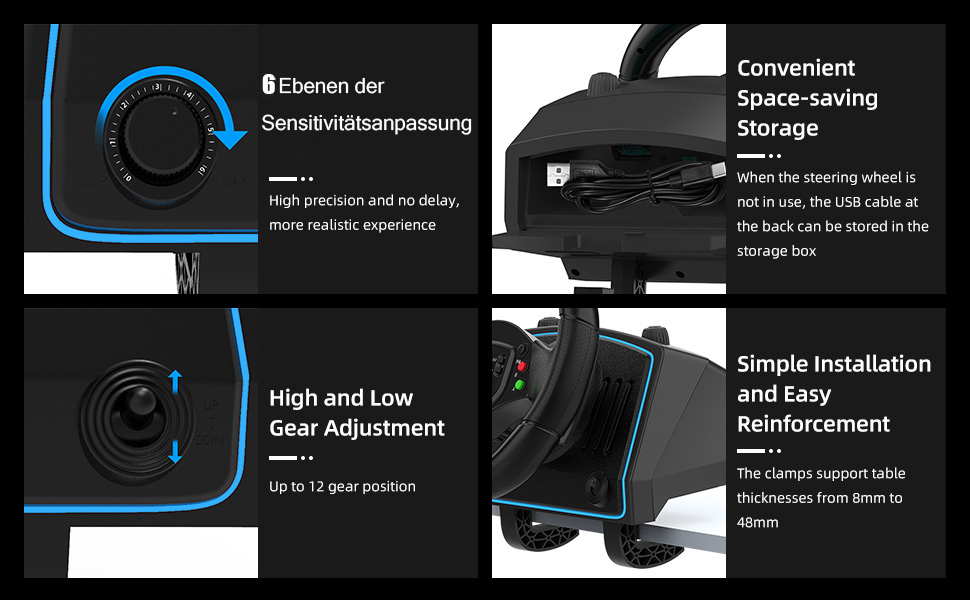 Руль для Xbox NBCP 1080 Grad з педалями та перемикачем швидкостей, сумісний з Xbox One/Series X|S/ PS4/ PS3/ PC/Switch