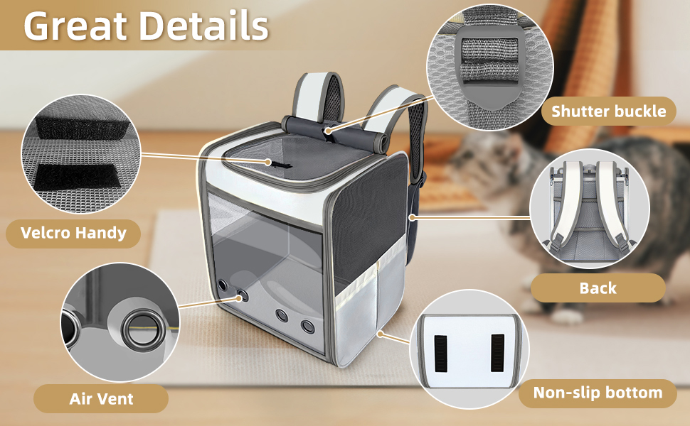 Рюкзак-переноска для котів та собак SWIHELP, сірий. Безпечний рюкзак-переноска для маленьких тварин, ідеальний для подорожей.