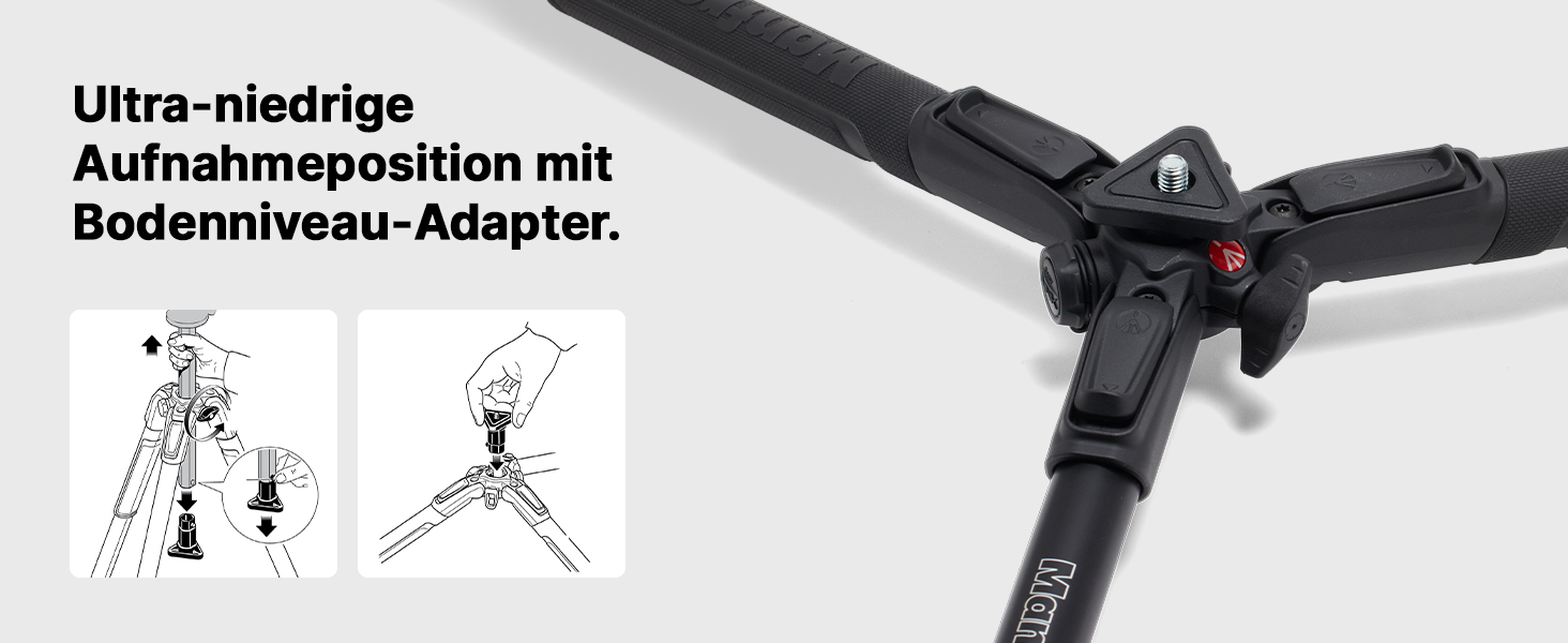 Штатив Manfrotto 190X з алюмінію – 3-секційний для бездзеркальних та DSLR камер (Alu 3 Segm Kit з Arca Swiss)