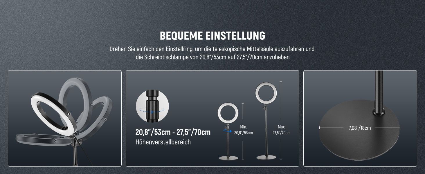 NEEWER Кольцеве світло 80 см 18 Вт з штативом та тримачем для телефону, для iPhone, стрімінгу, відеоконференцій, Zoom, RH8B