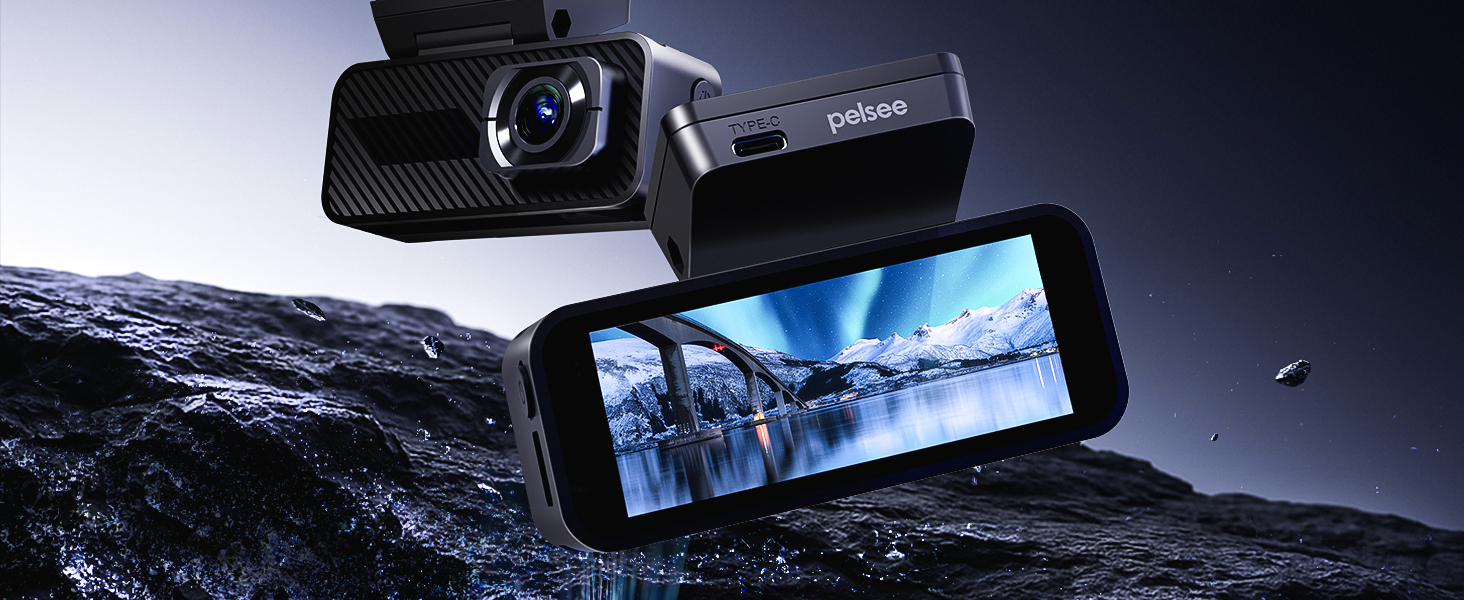 Автомобільний відеореєстратор Pelsee 4K Dashcam (передній та задній) з сенсором STARVIS 2, 3.39'' IPS дисплеєм, 24Гн паркуванням, 5.8GHz WiFi, HDR, WDR, ADAS, GPS та карткою пам'яті 64ГБ
