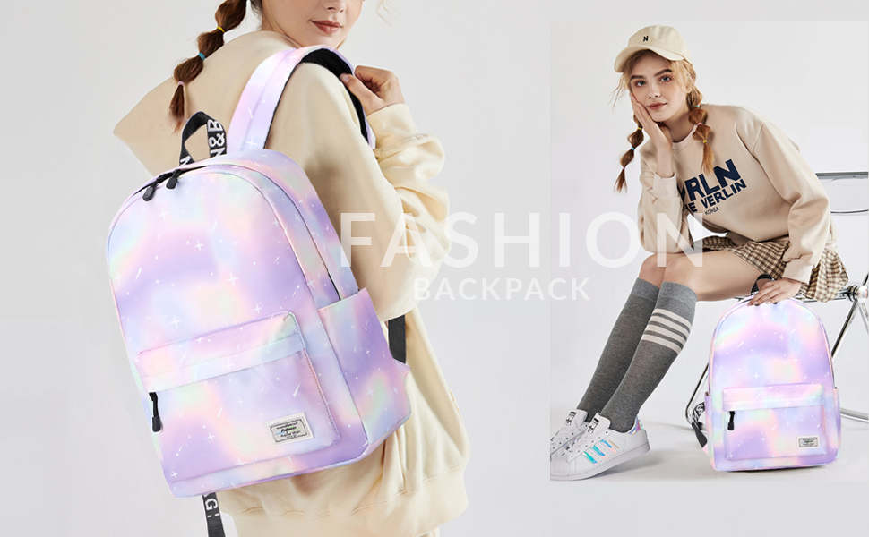 Рюкзак для дівчинки Mygreen Corduroy Retro з екошкіри, 14-дюймовий, зелено-ліловий