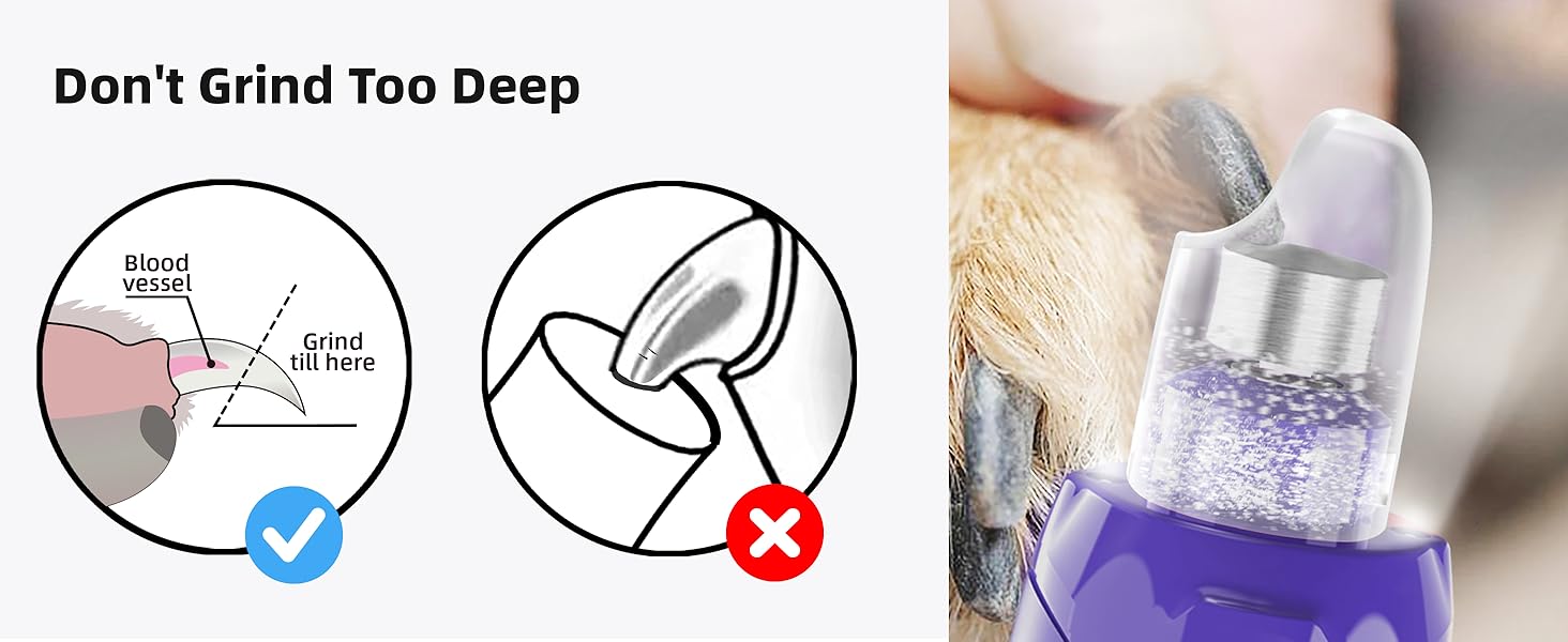 Електричний точилка для кігтів собак Casfuy - 6 режимів, 45 dB, з LED-підсвіткою, для великих, середніх та маленьких собак, з захистом від пилу (білий, фіолетовий)