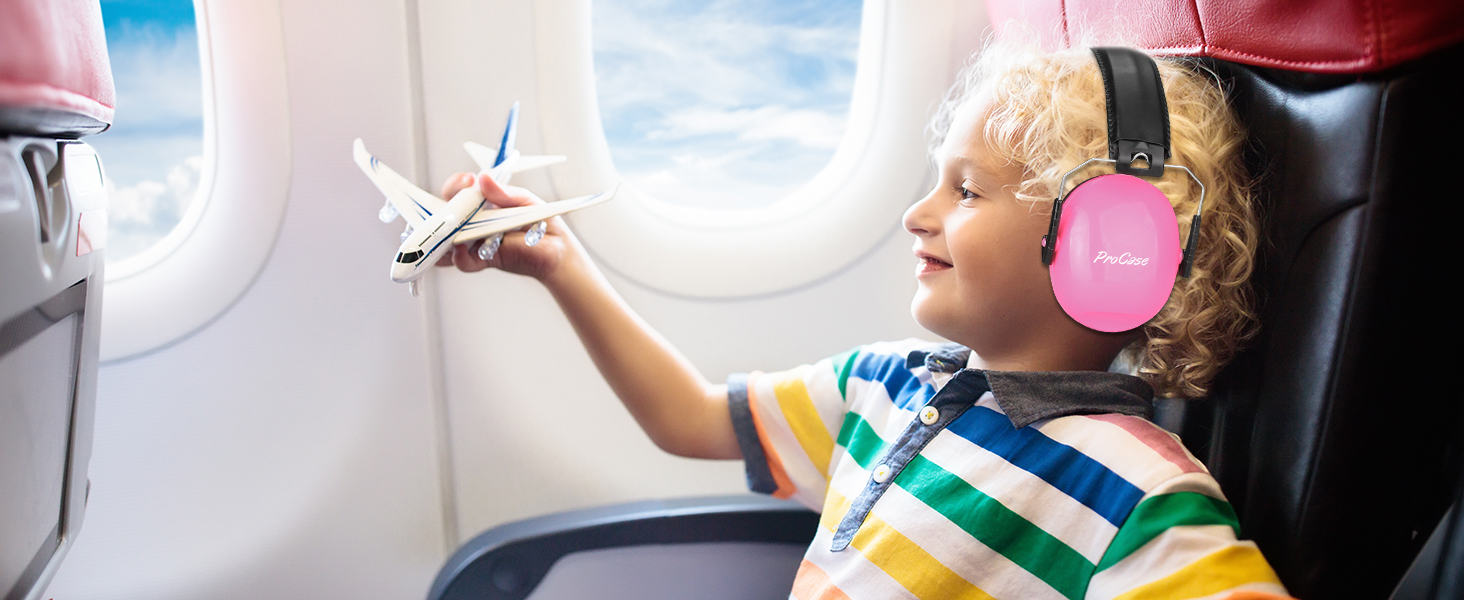 ProCase Навушники захисні дитячі шумоізоляційні, рожеві, для сну, подорожей, 3-12 років, NRR 21dB