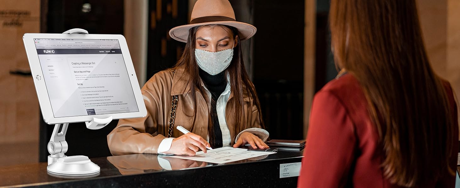 Підставка для планшету та смартфона AboveTEK з присосками, 360° обертання, для iPad/Android (4-11 дюймів), авто/дім/офіс, білий