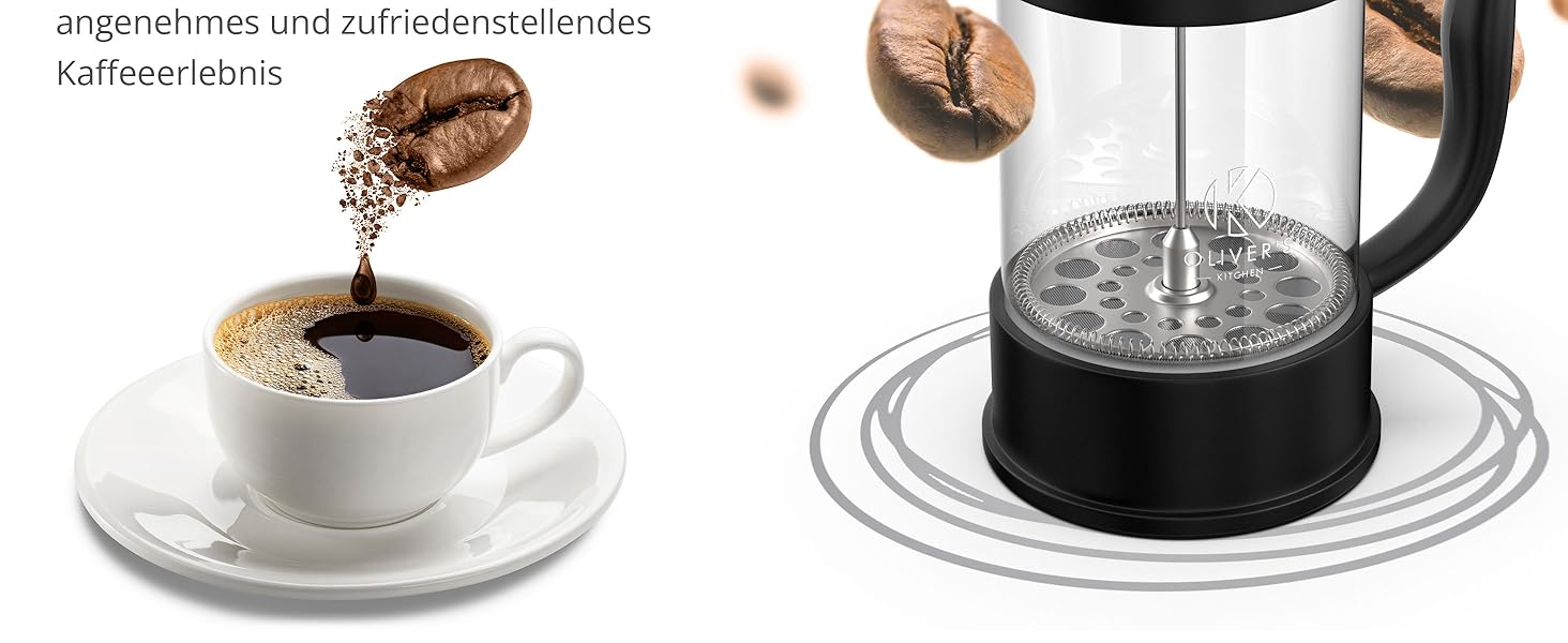 Френч-прес Oliver's Kitchen® - 1 літр, чорний: для автентичного кавового смаку